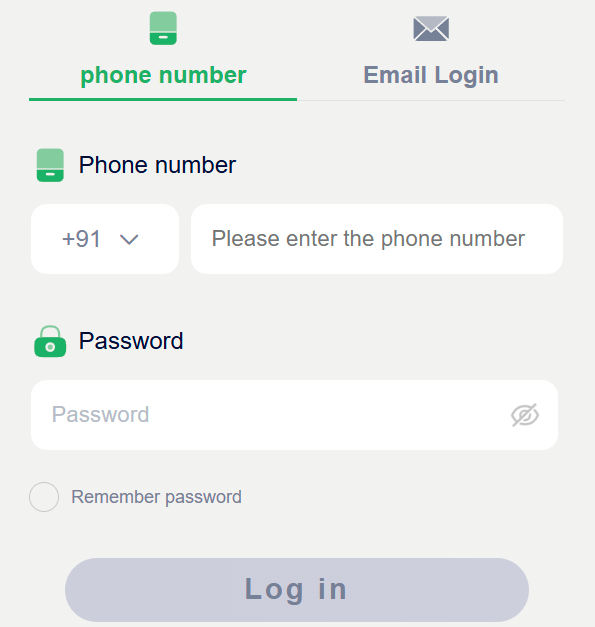 Diuwin Login Form Screenshot
